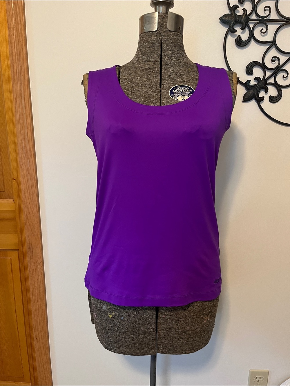 Marmot Purple Scoop-Neck Performance Tank, cutout back detail, M
